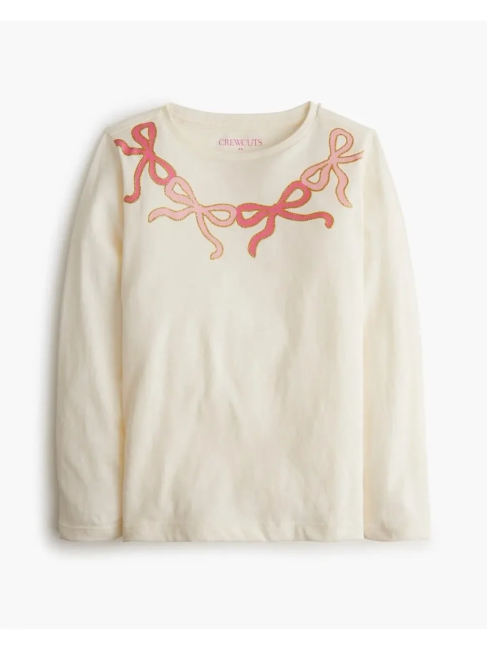 Crewcuts Girls' Long Sleeve Sparkle Bow Graphic Tee Size L, 10-11